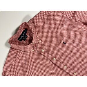 Ralph Lauren Greggor Men Large Red Gingham Cotton Short Sleeve Button Down Shirt
